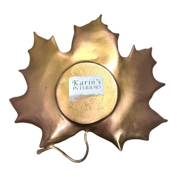 Gold Maple Leaf Trinket Key Catch All Jewelry Dish Decor By Karins Interiors MCM - Picture 2 of 5
